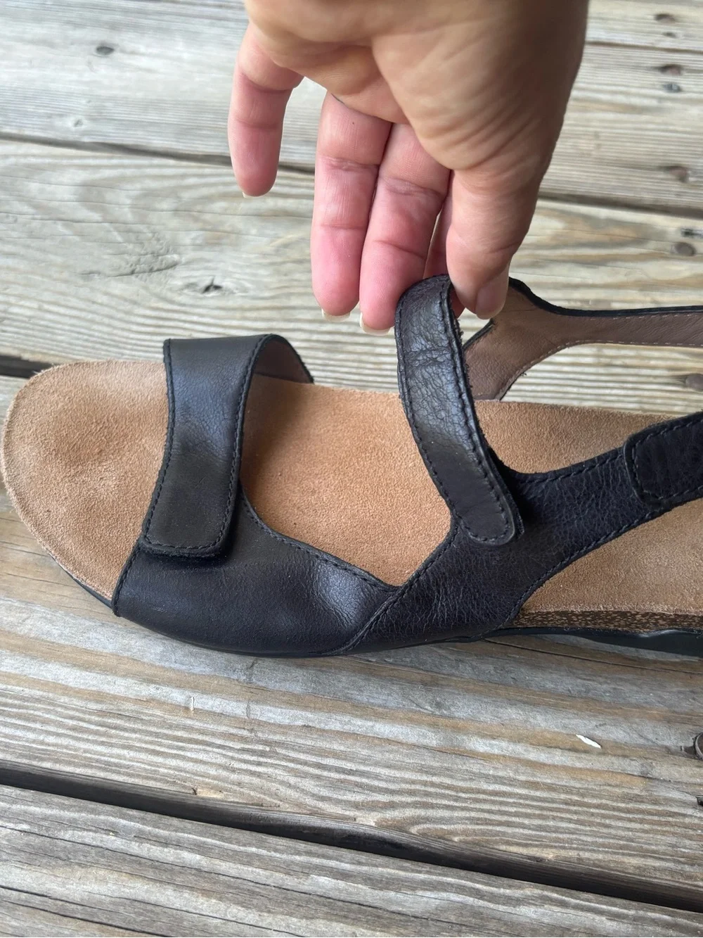 Dansko Ronda Women's Black Leather Slingback Sandals Hook & Loop EU 40 US 10